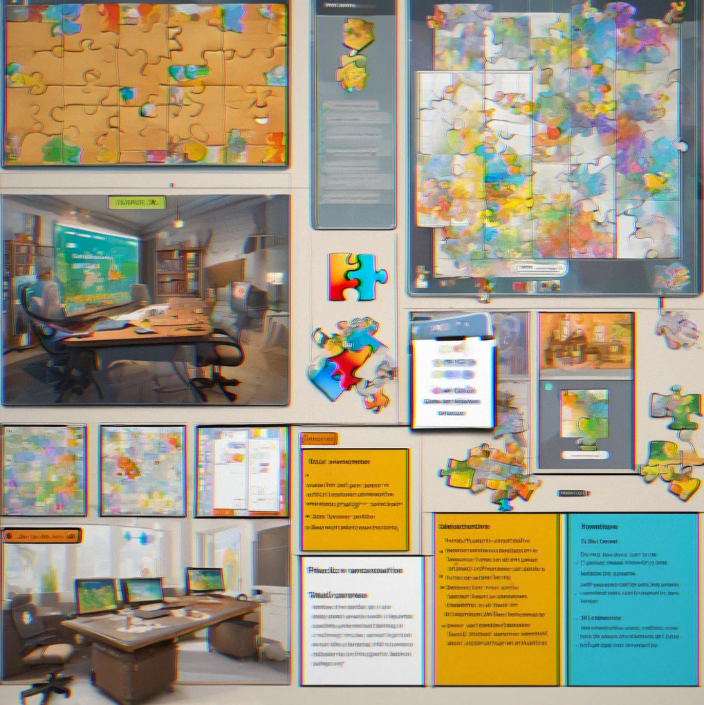Designer workspace view showing puzzle board layout with strategic tile placement and annotated solution paths