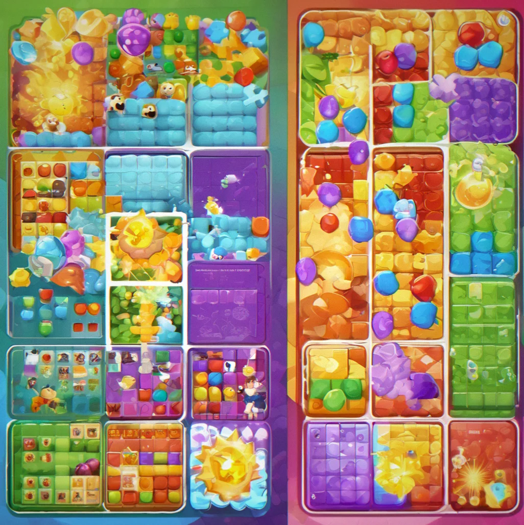 Side-by-side comparison of three puzzle mechanics: pattern-matching with colored tiles, tile-sliding on a grid, and color-grouping blocks arranged in clusters