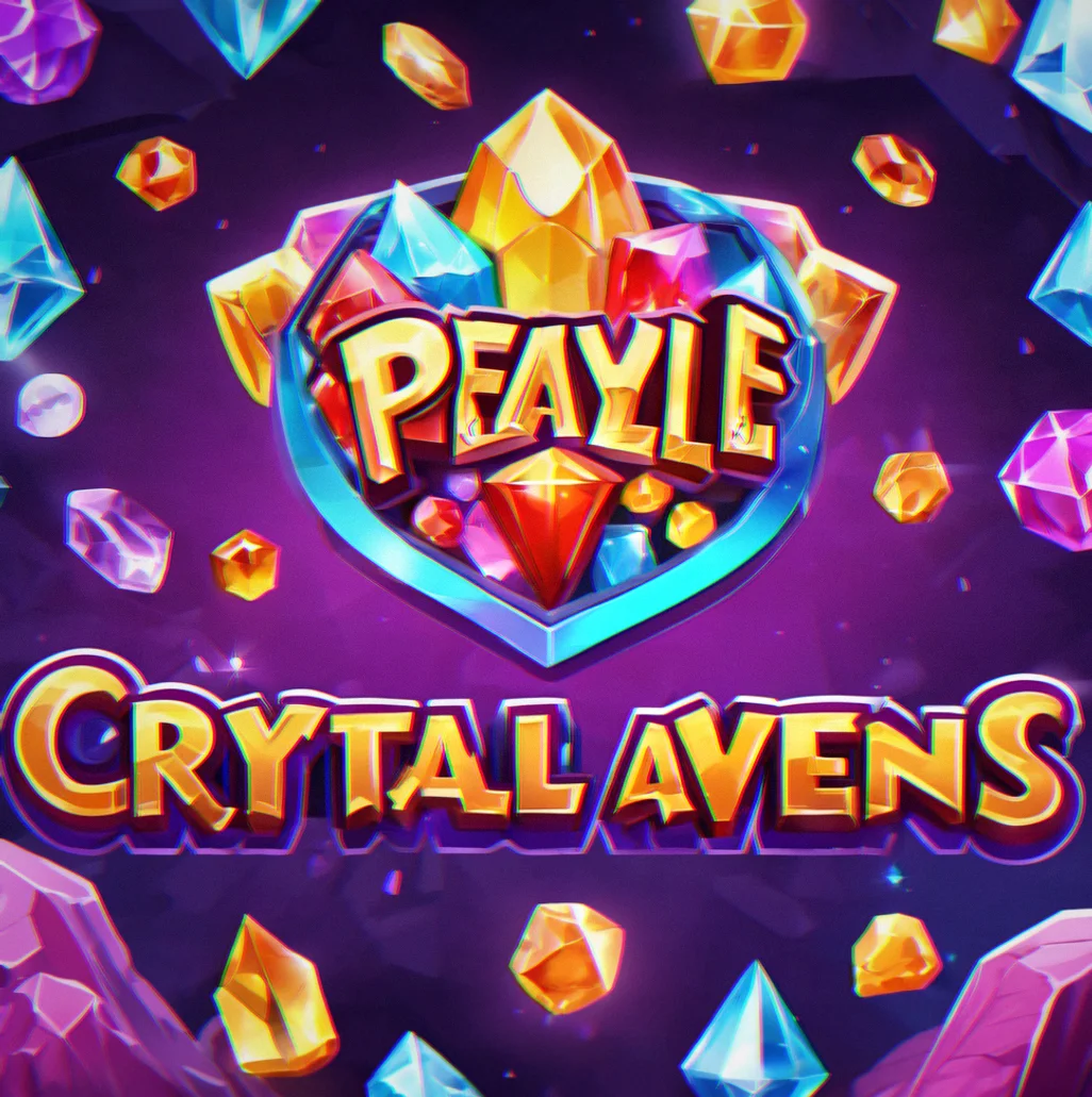 Crystal caverns world set against a dark purple background with a color-grouping puzzle and shiny crystal shapes around it